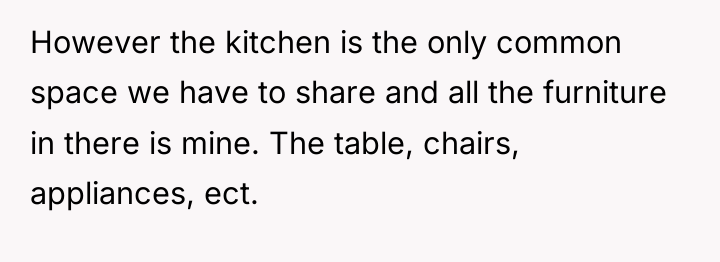 However the kitchen is the only common space we have...