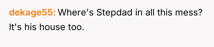 dekage55 Where's Stepdad in all this mess? It's his house...