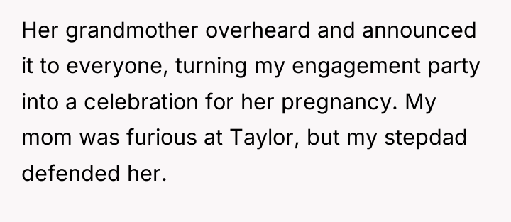 Her grandmother overheard and announced it to everyone, turning my...