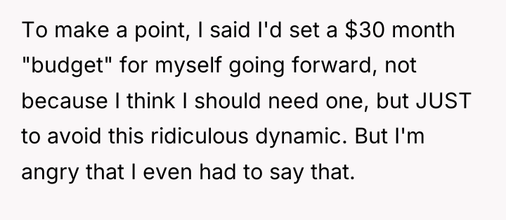 To make a point, I said I'd set a $30...