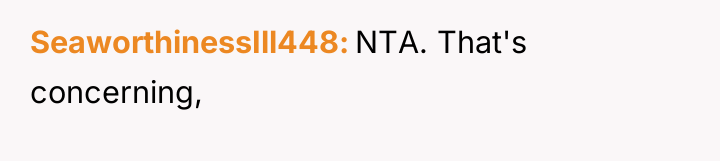 SeaworthinessIll448 NTA. That's concerning,