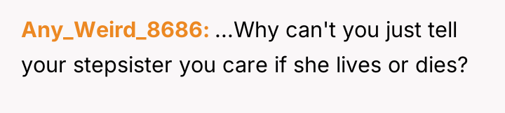 Any_Weird_8686 ...Why can't you just tell your stepsister you care...
