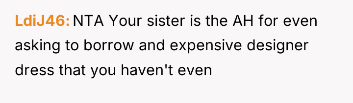 LdiJ46 NTA Your sister is the AH for even asking...