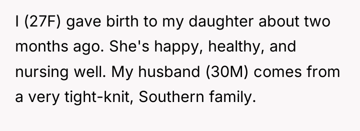 I (27F) gave birth to my daughter about two months...