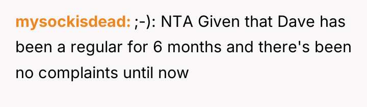 mysockisdead ;-): NTA Given that Dave has been a regular...