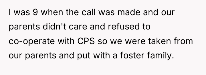 I was 9 when the call was made and our...