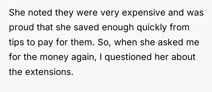 She noted they were very expensive and was proud that...