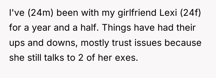 I've (24m) been with my girlfriend Lexi (24f) for a...