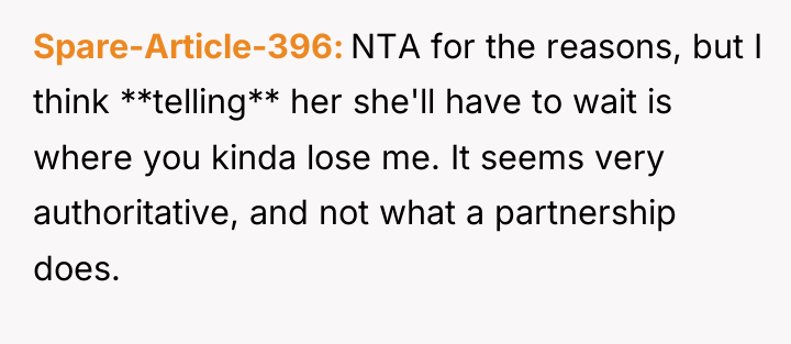 Spare-Article-396 NTA for the reasons, but I think **telling** her...