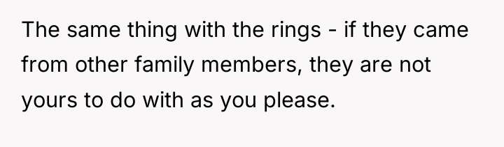 The same thing with the rings - if they came...