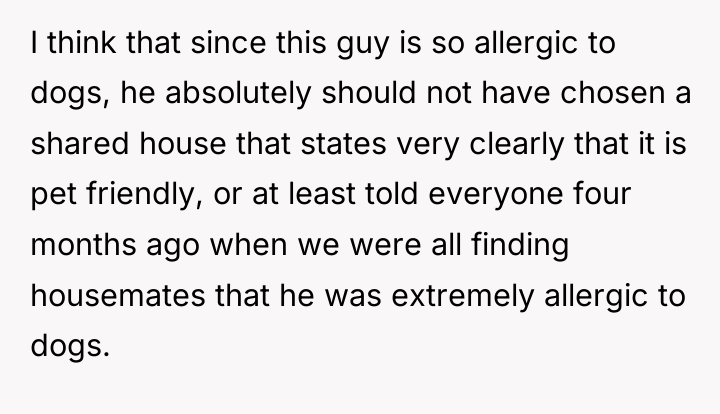 I think that since this guy is so allergic to...