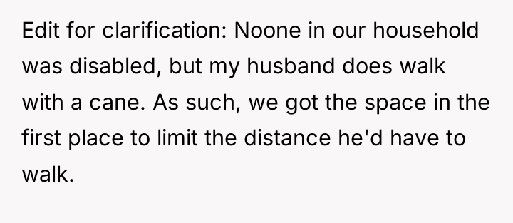 Edit for clarification: Noone in our household was disabled, but...