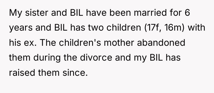 My sister and BIL have been married for 6 years...