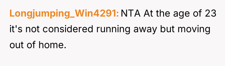 Longjumping_Win4291 NTA At the age of 23 it's not considered...