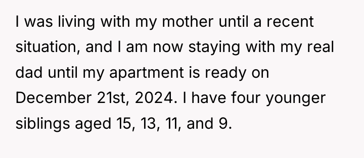 I was living with my mother until a recent situation,...