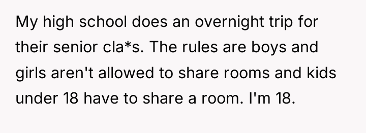 My high school does an overnight trip for their senior...