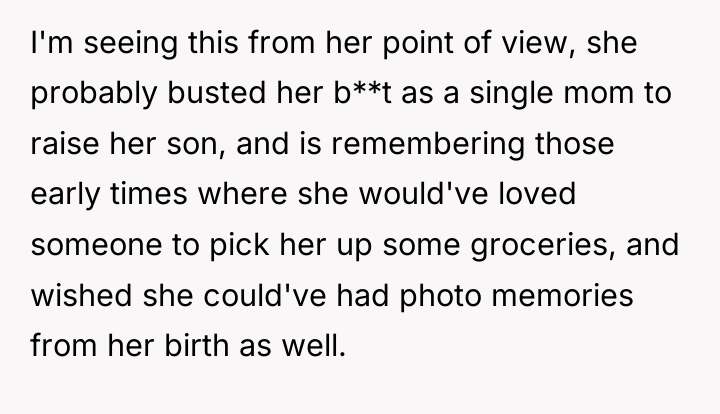 I'm seeing this from her point of view, she probably...