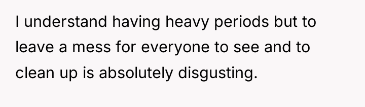 I understand having heavy periods but to leave a mess...