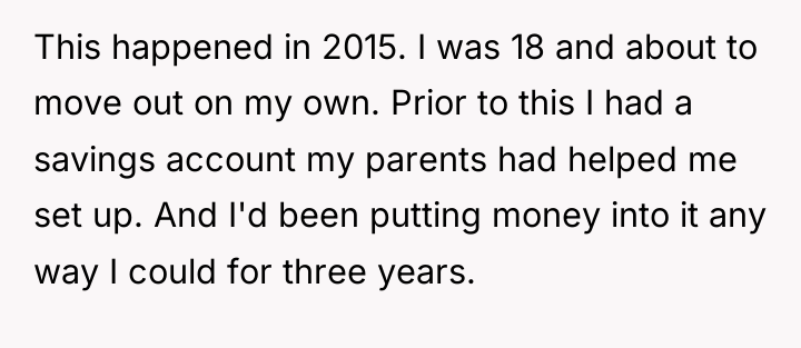 This happened in 2015. I was 18 and about to...