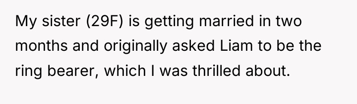 My sister (29F) is getting married in two months and...