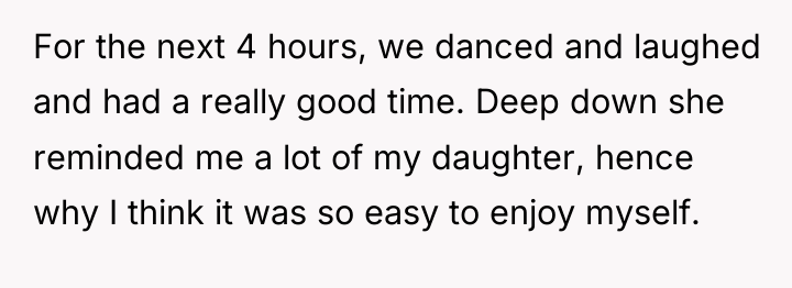 For the next 4 hours, we danced and laughed and...