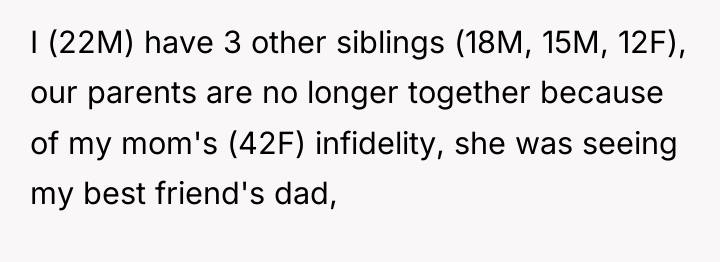 I (22M) have 3 other siblings (18M, 15M, 12F), our...