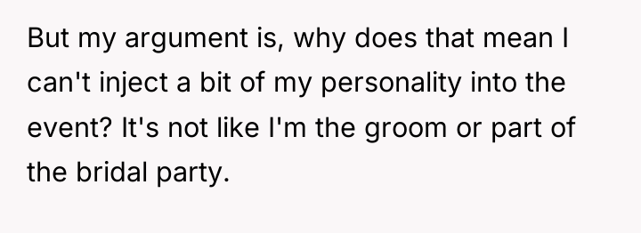 But my argument is, why does that mean I can't...