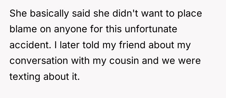 She basically said she didn't want to place blame on...