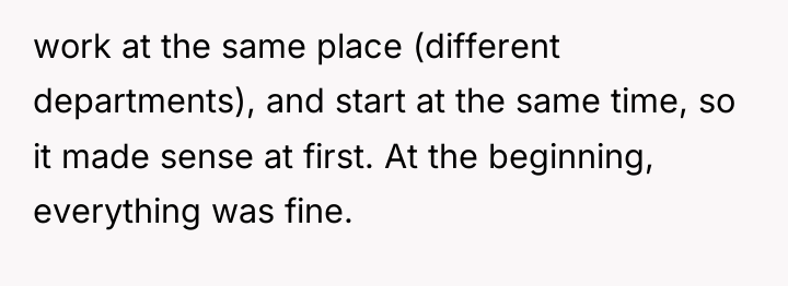 work at the same place (different departments), and start at...