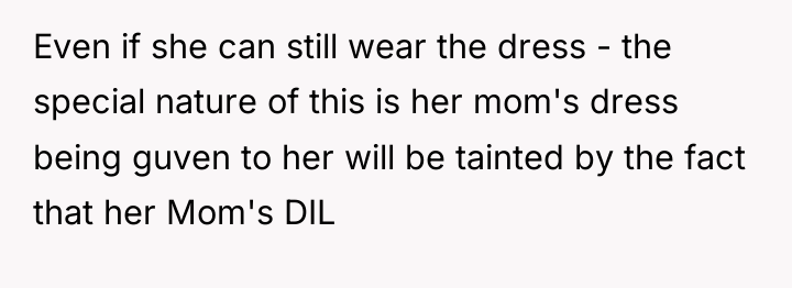 Even if she can still wear the dress - the...