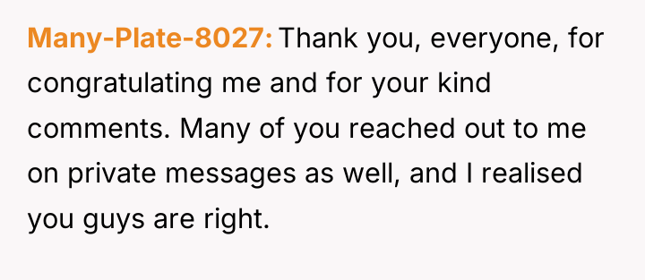 Many-Plate-8027 Thank you, everyone, for congratulating me and for your...