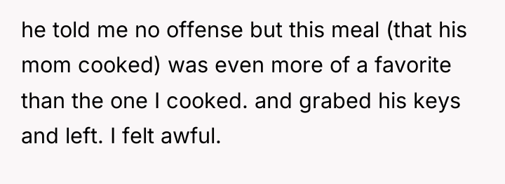 he told me no offense but this meal (that his...