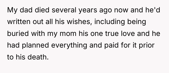 My dad died several years ago now and he'd written...