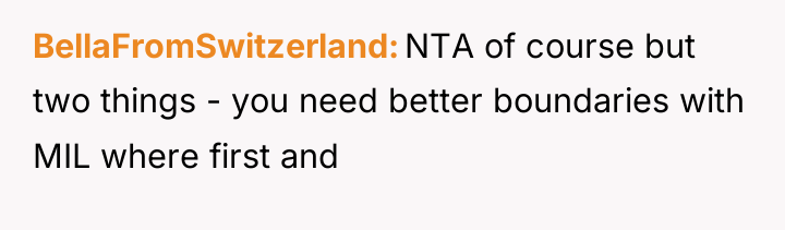 BellaFromSwitzerland NTA of course but two things - you need...