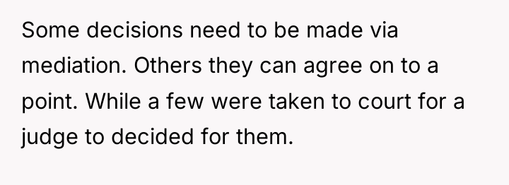 Some decisions need to be made via mediation. Others they...