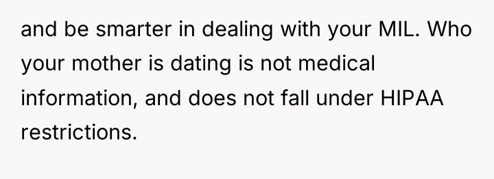 and be smarter in dealing with your MIL. Who your...