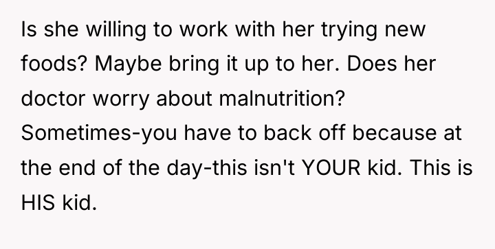 Is she willing to work with her trying new foods?...