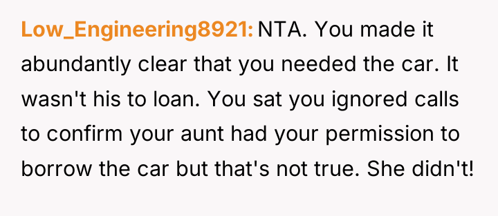 Low_Engineering8921 NTA. You made it abundantly clear that you needed...