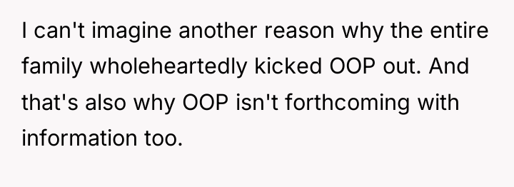 I can't imagine another reason why the entire family wholeheartedly...