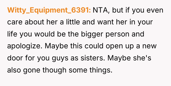 Witty_Equipment_6391 NTA, but if you even care about her a...