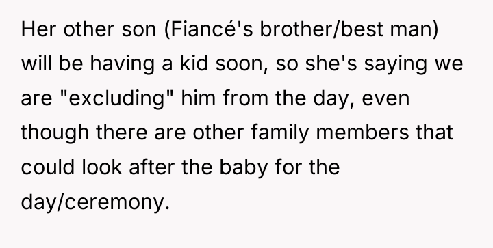 Her other son (Fiancé's brother/best man) will be having a...