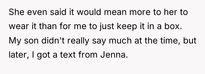 She even said it would mean more to her to...