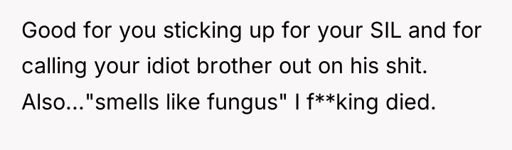 Good for you sticking up for your SIL and for...
