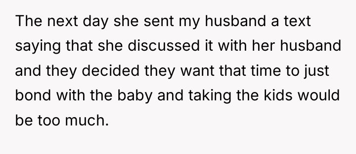 The next day she sent my husband a text saying...