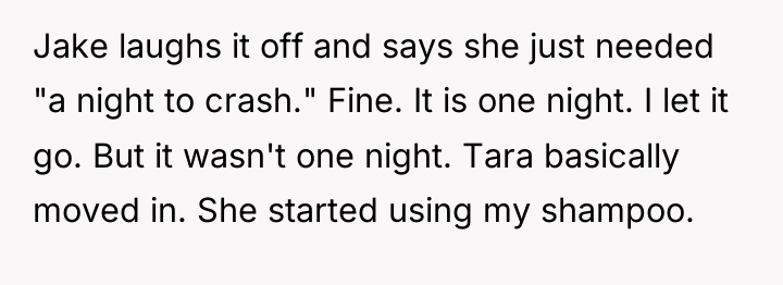 Jake laughs it off and says she just needed "a...