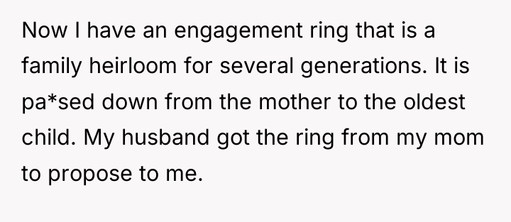 Now I have an engagement ring that is a family...