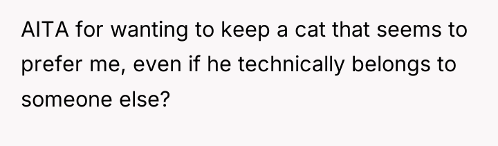 AITA for wanting to keep a cat that seems to...