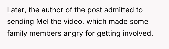 Later, the author of the post admitted to sending Mel...