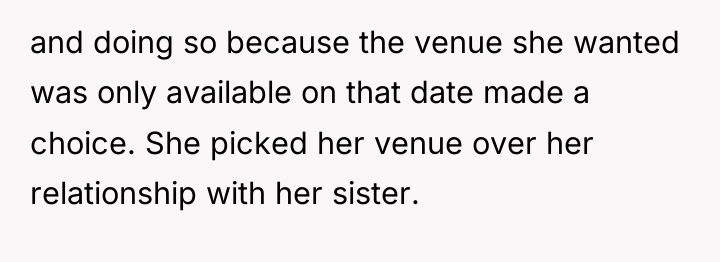 and doing so because the venue she wanted was only...