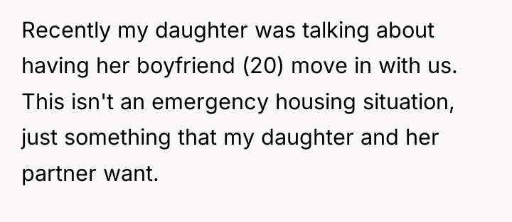 Recently my daughter was talking about having her boyfriend (20)...